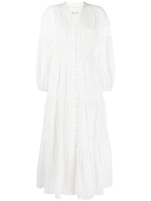 DVF Diane von Furstenberg point d'esprit open -knit midi dress - White