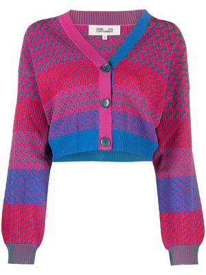 DVF Diane von Furstenberg Rema zigzag-jacquard cardigan - Pink