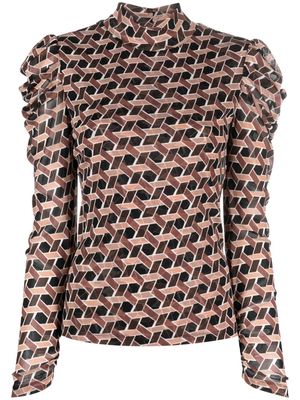DVF Diane von Furstenberg Remy geometric-print blouse - Brown