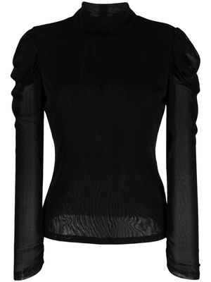 DVF Diane von Furstenberg Remy semi-sheer ruched blouse - Black