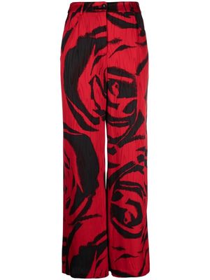 DVF Diane von Furstenberg rose-print wide-leg trousers - Red
