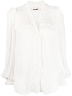 DVF Diane von Furstenberg ruched-detail button-up blouse - White