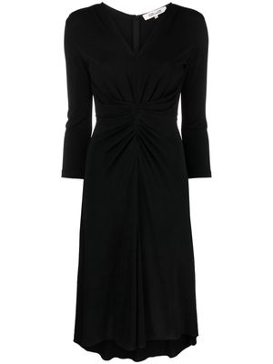 DVF Diane von Furstenberg ruched-detail V-neck dress - Black