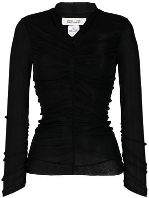 DVF Diane von Furstenberg ruched long-sleeve T-shirt - Black