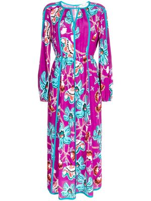 DVF Diane von Furstenberg Scott Tiger Lily-print midi dress - Purple