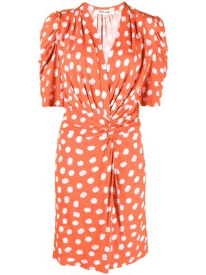 DVF Diane von Furstenberg short-sleeve abstract-print dress - Orange