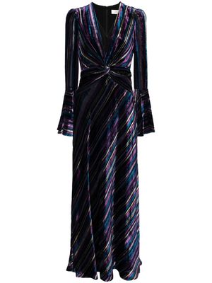 DVF Diane von Furstenberg Sudha striped velvet maxi dress - Blue