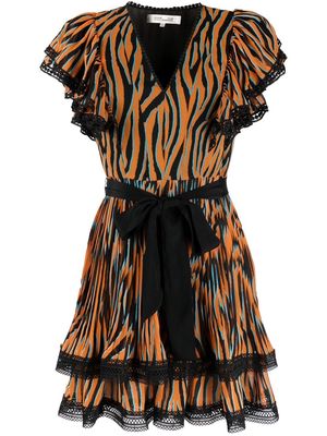 DVF Diane von Furstenberg tiger-print flared mini dress - Brown