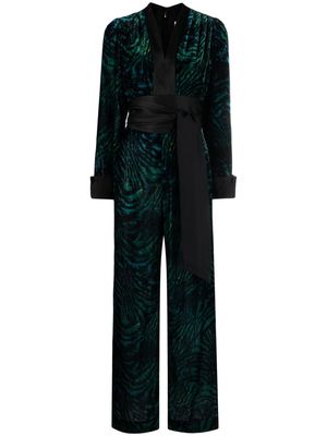DVF Diane von Furstenberg Vegas Moire Tiger print jumpsuit - Black