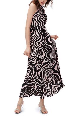 DVF Trista Print Mock Neck Maxi Dress in Misty Pink Zebra Gm Print