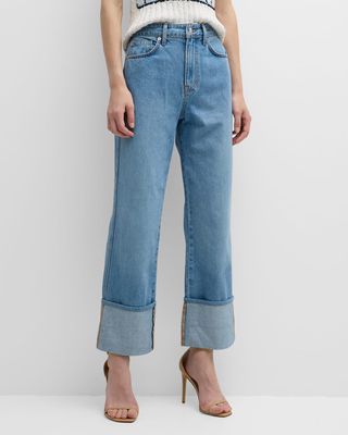 Dylan High Rise Straight Cuffed Jeans