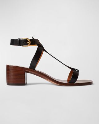 Dyllon Calfskin Block-Heel Sandals