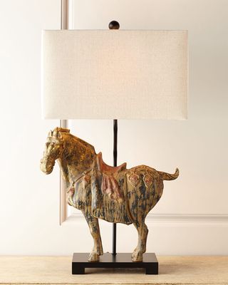 Dynasty Horse Lamps, Set of Two