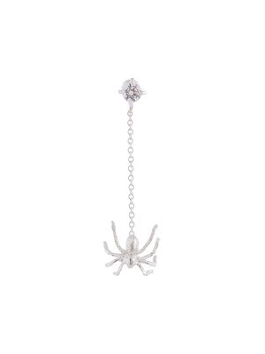 E.M. spider chain crystal stud earring - Metallic