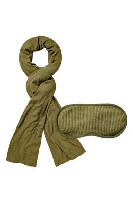 E Marie Travel Blanket and Eye Mask in Heather Olive