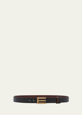 E-Monogram Reversible Leather & Brass Belt