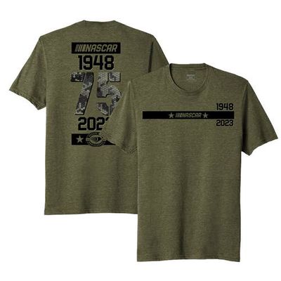E2 APPAREL Men's Olive NASCAR 75th Anniversary Military Car T-Shirt