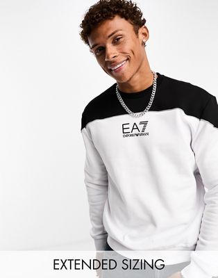 EA7 color block sweatshirt in white and black