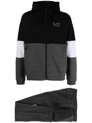 Ea7 Emporio Armani colour block cotton tracksuit - Black