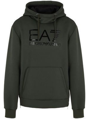 Ea7 Emporio Armani high-shine logo-print hoodie - Green