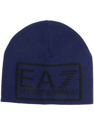 Ea7 Emporio Armani intarsia-knit logo beanie - Blue