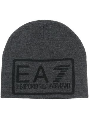 Ea7 Emporio Armani intarsia-knit logo beanie - Grey