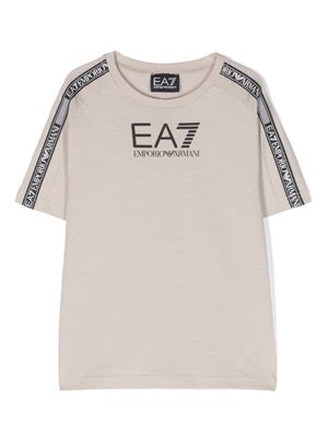 Ea7 Emporio Armani logo-appliqué cotton T-shirt - Neutrals