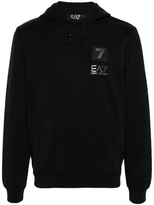 Ea7 Emporio Armani logo-appliqué hoodie - Black