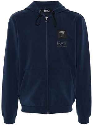 Ea7 Emporio Armani logo-appliqué hoodie - Blue