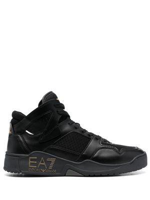 Ea7 Emporio Armani logo-debossed high-top sneakers - Black