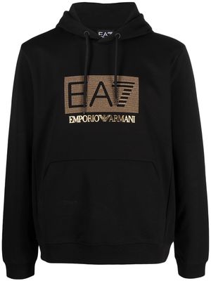 Ea7 Emporio Armani logo-embellished hoodie sweatshirt - Black