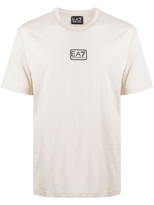 Ea7 Emporio Armani logo-embossed cotton T-shirt - Neutrals