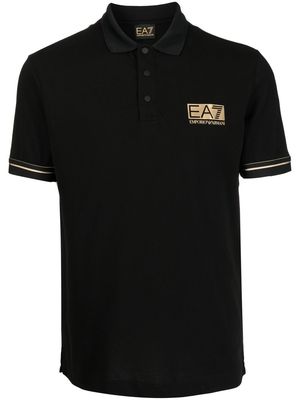 Ea7 Emporio Armani logo-embossed polo shirt - Black