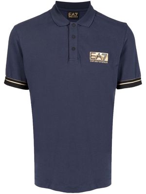 Ea7 Emporio Armani logo-embossed polo shirt - Blue