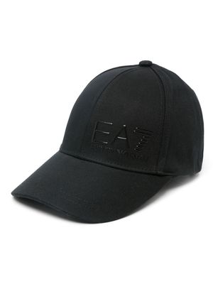 Ea7 Emporio Armani logo-embroidered cotton cap - Black
