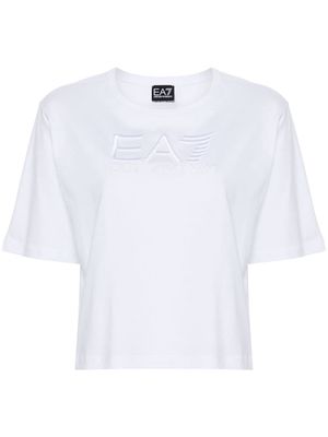 Ea7 Emporio Armani logo-embroidered cotton T-shirt - White