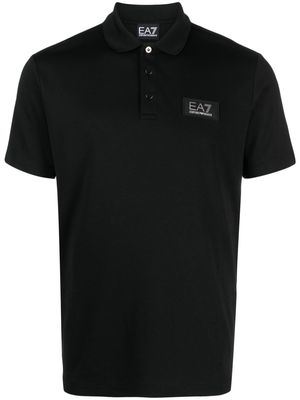 Ea7 Emporio Armani logo-patch button-fastening polo shirt - Black