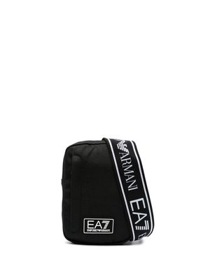 Ea7 Emporio Armani logo-patch canvas crossbody bag - Black