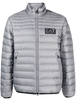 Ea7 Emporio Armani logo-patch down jacket - Grey