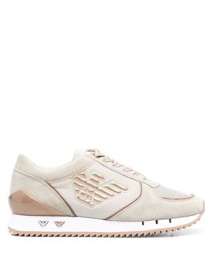 Ea7 Emporio Armani logo-patch lace-up sneakers - Neutrals