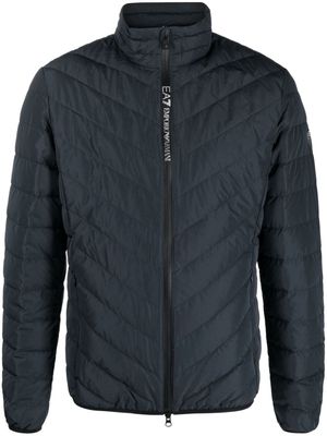 Ea7 Emporio Armani logo-patch quilted jacket - Blue