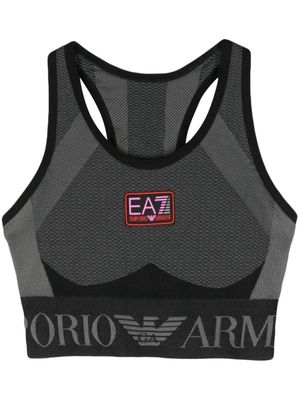 Ea7 Emporio Armani logo-patch sports bra - Black