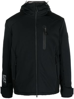 Ea7 Emporio Armani logo-patch zip-up jacket - Black