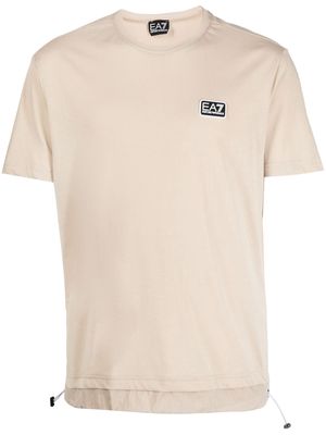 Ea7 Emporio Armani logo-plaque cotton T-shirt - Brown