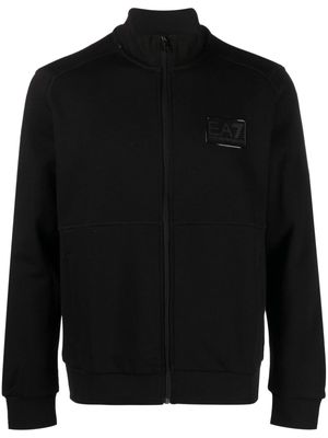 Ea7 Emporio Armani logo-plaque zip-up sweatshirt - Black