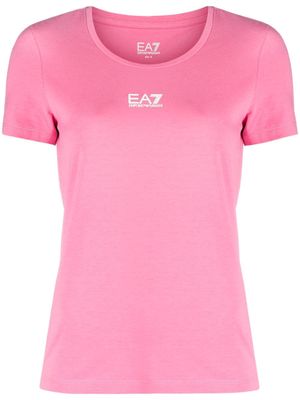 Ea7 Emporio Armani logo-print cotton-blend jersey T-shirt - Pink