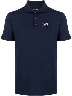 Ea7 Emporio Armani logo-print cotton-blend polo shirt - Blue