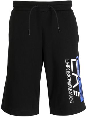 Ea7 Emporio Armani logo-print cotton track shorts - Black