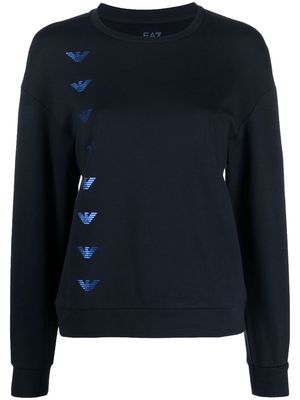 Ea7 Emporio Armani logo-print crew neck sweatshirt - Blue