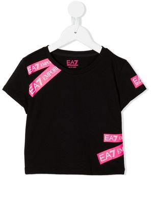 Ea7 Emporio Armani logo-print cropped T-shirt - Black